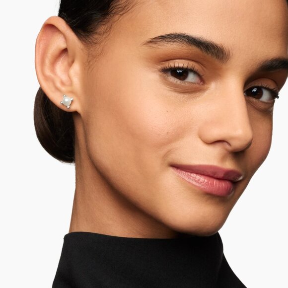 David Yurman Cable Pearl & Diamond Stud Earrings – Sterling Silver - Picture 2 of 11